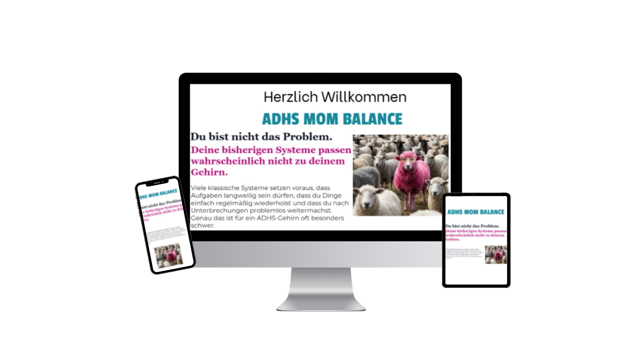 ADHS Mom Balance auf Laptop, Tablet und Smartphone